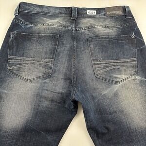 Y2K Express Blake Loose BootCut Jeans 36x34‎ Blue Dark Wash Denim Fade Skate 01